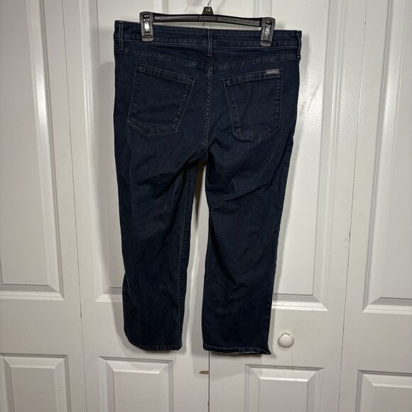 Eddie Bauer Curvy Crop Jeans Womens 12 Dark Wash Stretch Midrise Comfort Denim - Picture 4 of 13